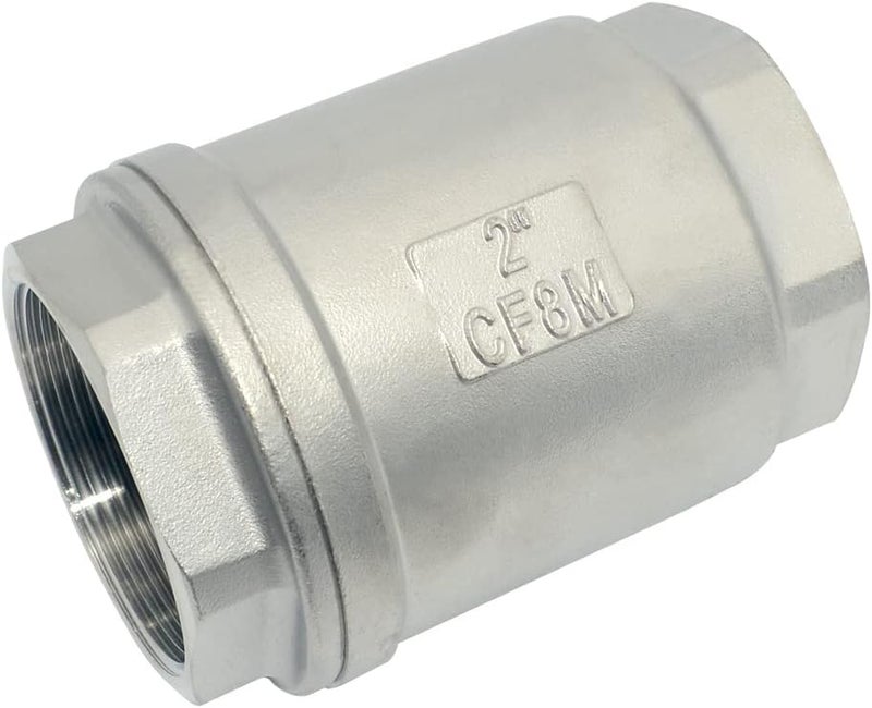 Dsmpipeft NPT Female WOG1000 Check Valve,Vertical Check Valve,NPT Spring Loaded in-line Low Cracking Pressure,Stainless Steel SS316 CF8M (2") - Image 1